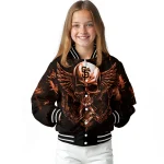 san francisco giants skull bite orange black varsity jacket best selling