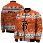 san francisco giants snowy pines orange bomber jacket best selling