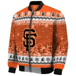 san francisco giants snowy pines orange bomber jacket best selling