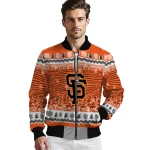 san francisco giants snowy pines orange bomber jacket best selling