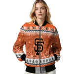 san francisco giants snowy pines orange bomber jacket best selling