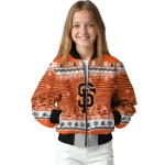 san francisco giants snowy pines orange bomber jacket best selling