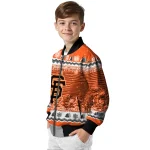san francisco giants snowy pines orange bomber jacket best selling