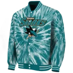 san jose sharks dynamic rings teal varsity jacket best selling