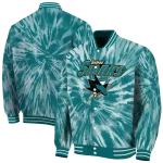 san jose sharks dynamic rings teal varsity jacket best selling