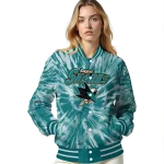 san jose sharks dynamic rings teal varsity jacket best selling