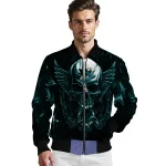 san jose sharks skull bite teal black bomber jacket best selling