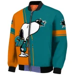 san jose sharks snoopy attitude teal bomber jacket best selling