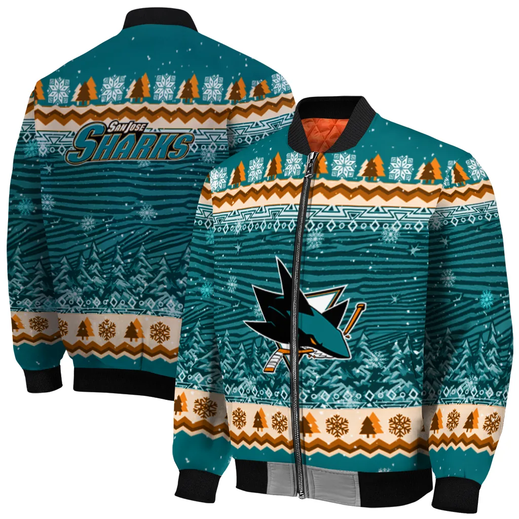 san jose sharks snowy pines teal bomber jacket best selling san jose sharks snowy pines teal bomber jacket best selling