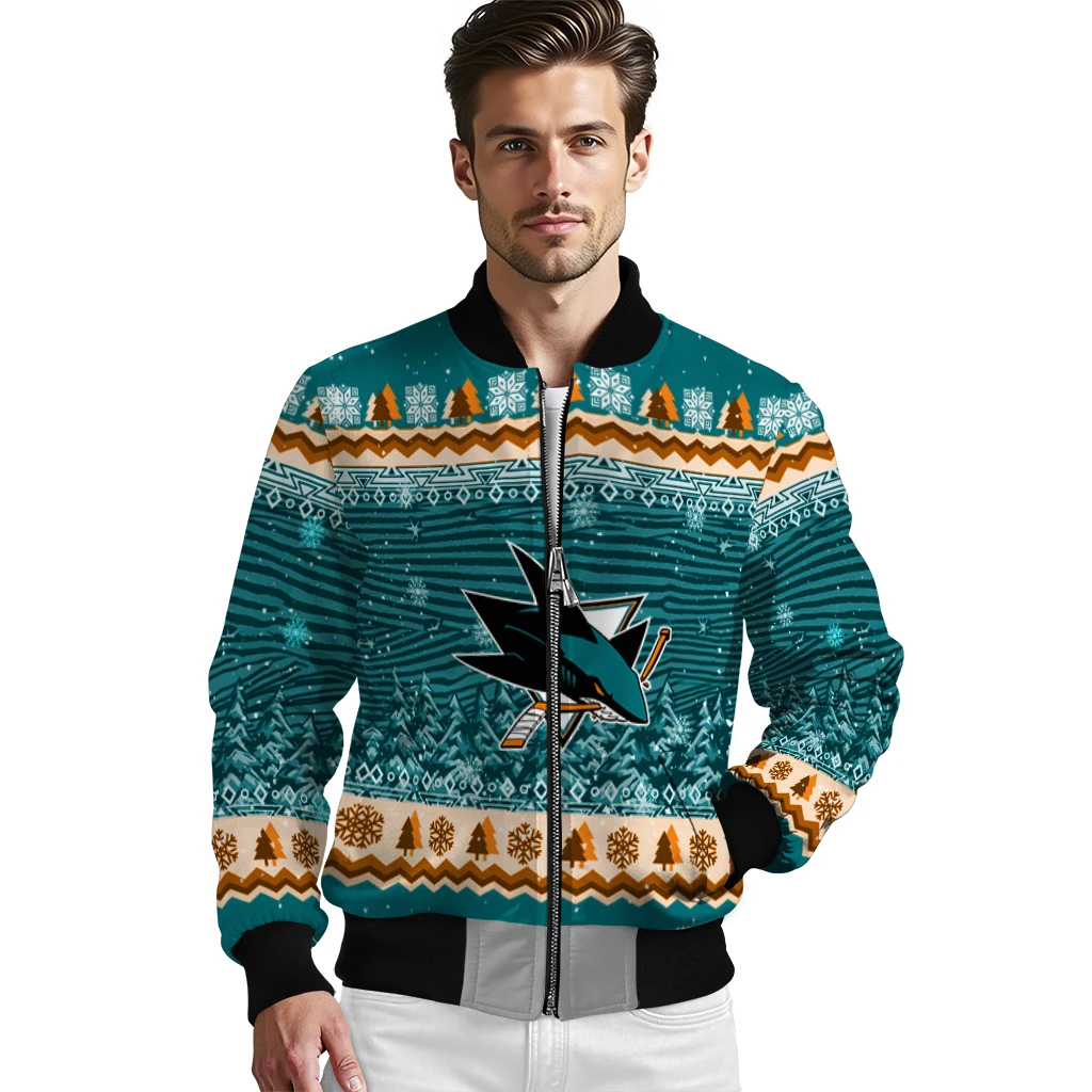 san jose sharks snowy pines teal bomber jacket high quality san jose sharks snowy pines teal bomber jacket high quality