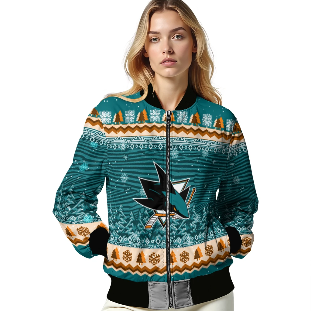 san jose sharks snowy pines teal bomber jacket latest model san jose sharks snowy pines teal bomber jacket latest model