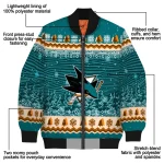 san jose sharks snowy pines teal bomber jacket best selling