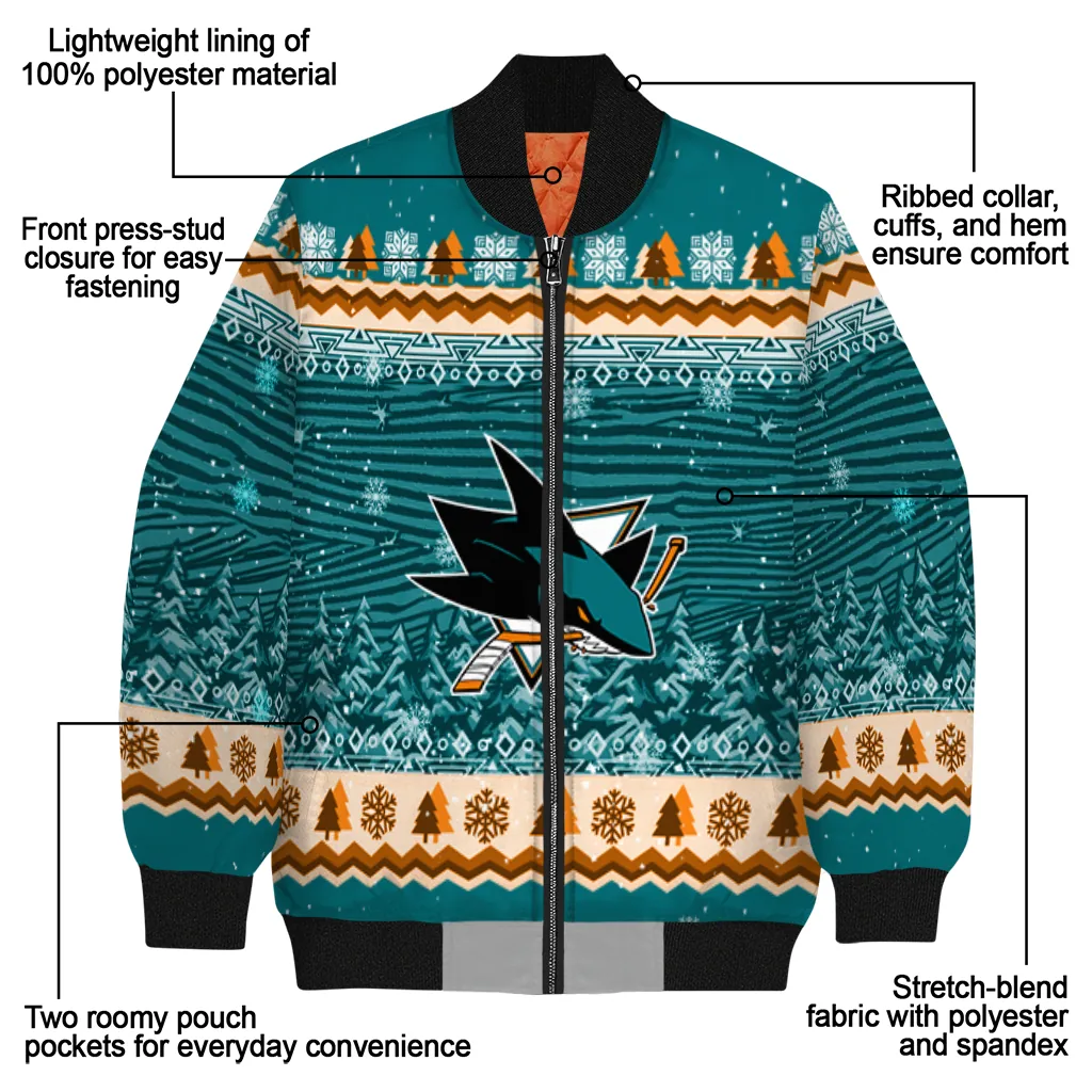 san jose sharks snowy pines teal bomber jacket new arrival san jose sharks snowy pines teal bomber jacket new arrival