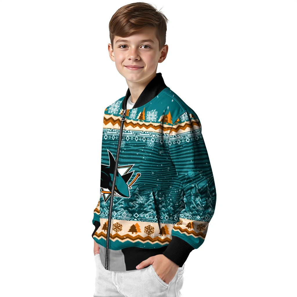 san jose sharks snowy pines teal bomber jacket trendy san jose sharks snowy pines teal bomber jacket trendy