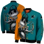 san jose sharks spooky grin teal bomber jacket best selling