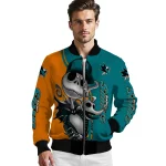 san jose sharks spooky grin teal bomber jacket best selling