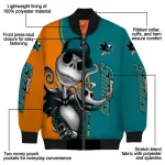 san jose sharks spooky grin teal bomber jacket best selling