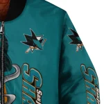 san jose sharks spooky grin teal bomber jacket best selling