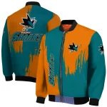 san jose sharks urban mark teal bomber jacket best selling