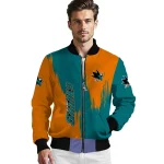 san jose sharks urban mark teal bomber jacket best selling