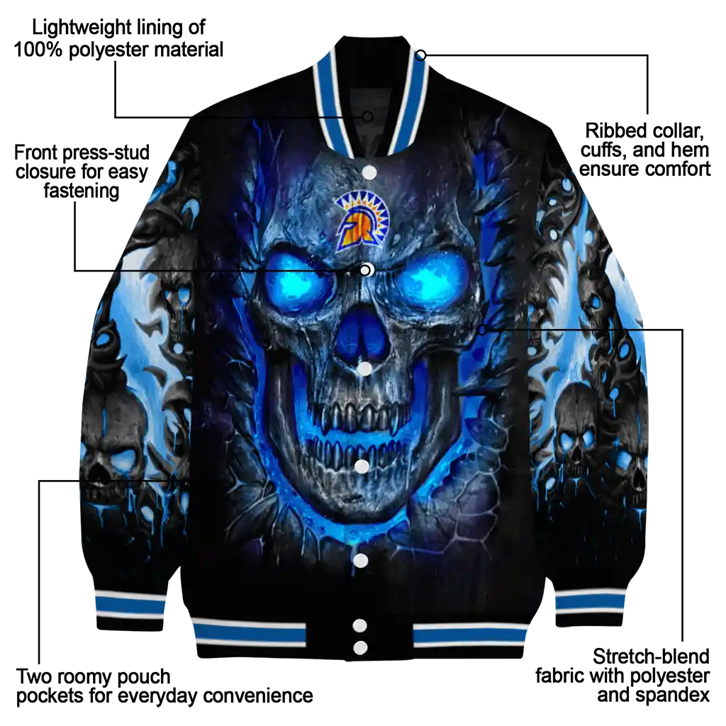 san jose state spartans inferno skull blue black varsity jacket new arrival san jose state spartans inferno skull blue black varsity jacket new arrival