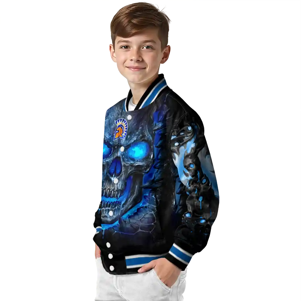 san jose state spartans inferno skull blue black varsity jacket trendy san jose state spartans inferno skull blue black varsity jacket trendy