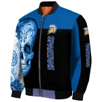 san jose state spartans intricate skull blue black bomber jacket best selling