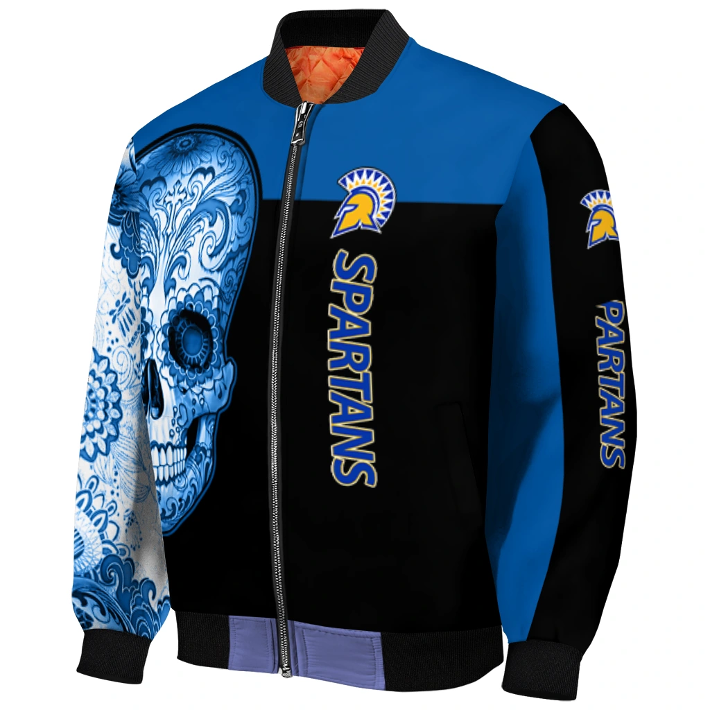 san jose state spartans intricate skull blue black bomber jacket fashion forward san jose state spartans intricate skull blue black bomber jacket fashion forward