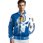 san jose state spartans skull outline blue white varsity jacket best selling
