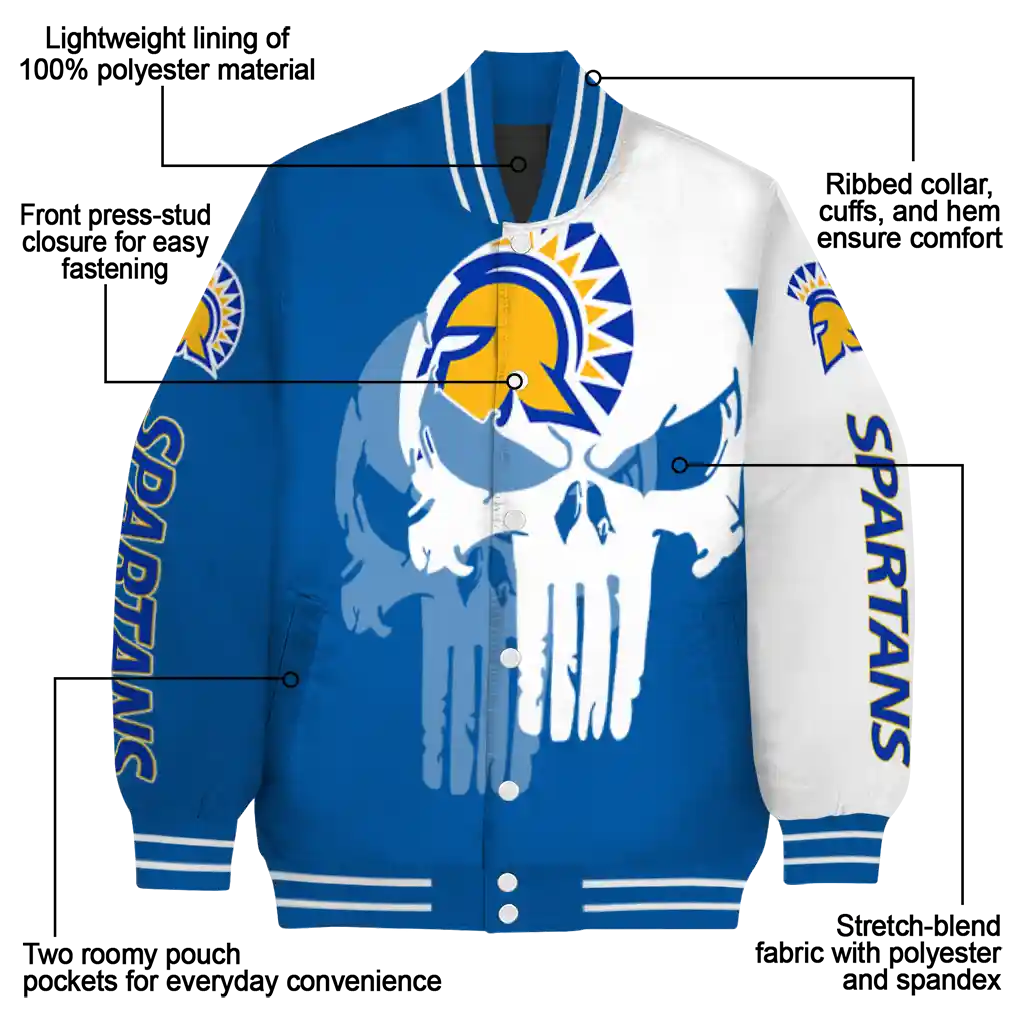 san jose state spartans skull outline blue white varsity jacket new arrival san jose state spartans skull outline blue white varsity jacket new arrival