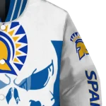 san jose state spartans skull outline blue white varsity jacket best selling