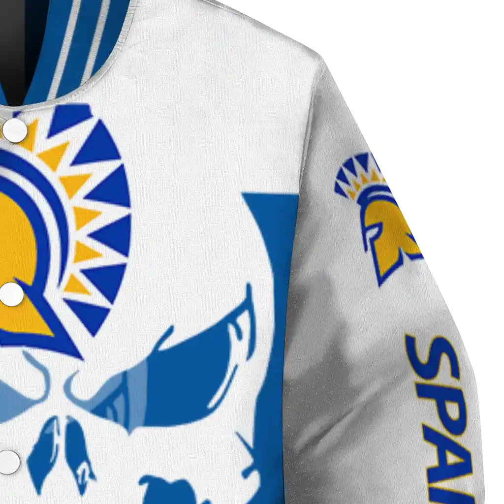 san jose state spartans skull outline blue white varsity jacket premium grade san jose state spartans skull outline blue white varsity jacket premium grade