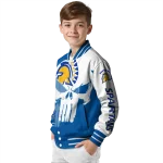 san jose state spartans skull outline blue white varsity jacket best selling