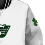 saskatchewan roughriders clovers pattern white green varsity jacket best selling