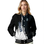 seattle kraken distressed slash blue black varsity jacket best selling