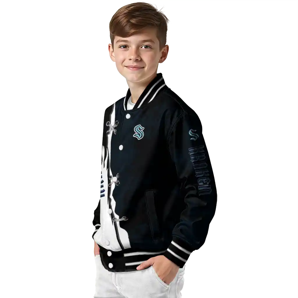 seattle kraken distressed slash blue black varsity jacket trendy seattle kraken distressed slash blue black varsity jacket trendy