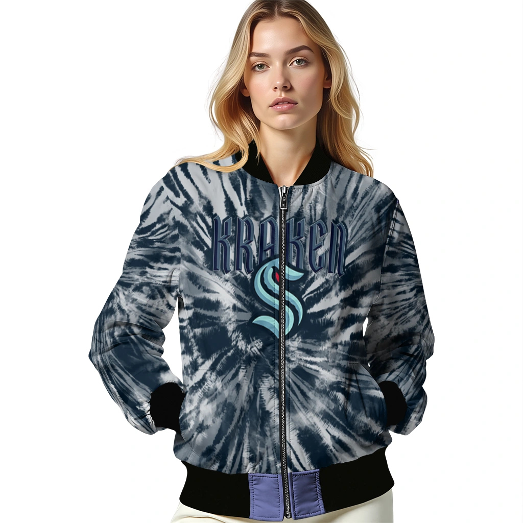 seattle kraken dynamic rings blue bomber jacket latest model seattle kraken dynamic rings blue bomber jacket latest model