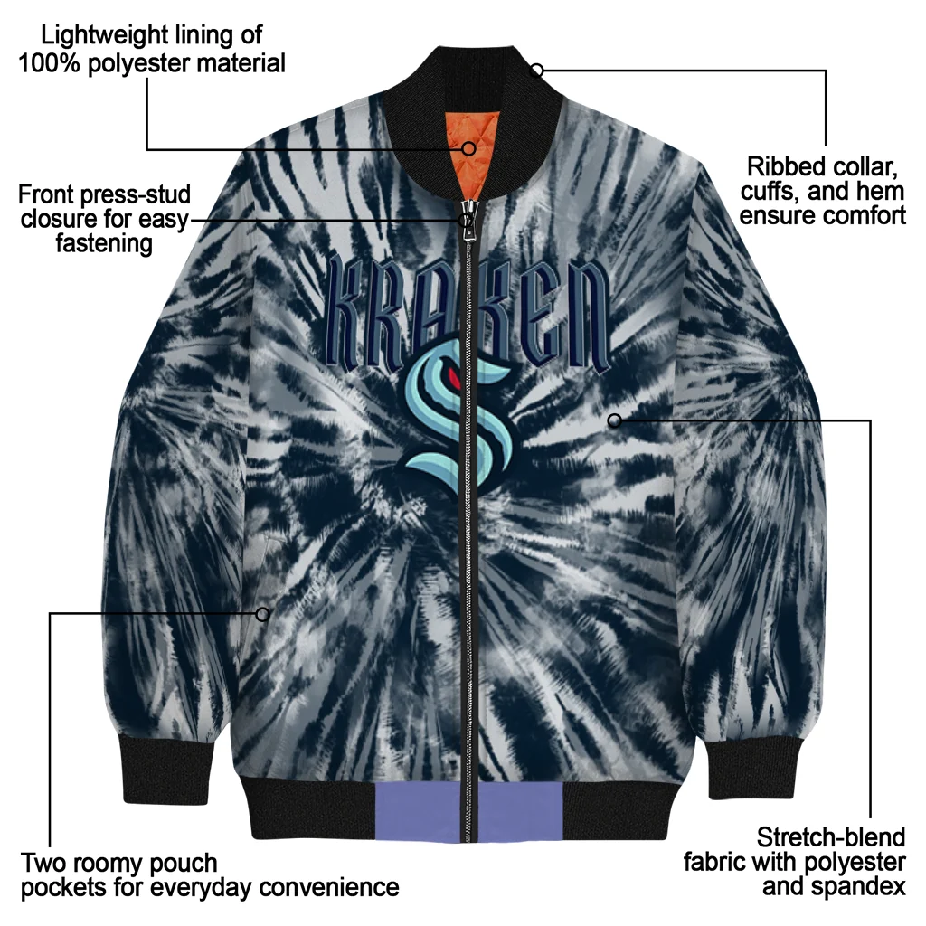 seattle kraken dynamic rings blue bomber jacket new arrival seattle kraken dynamic rings blue bomber jacket new arrival