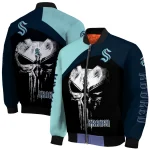 seattle kraken edgy mask blue black bomber jacket best selling