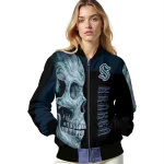 seattle kraken fire skull blue black bomber jacket best selling