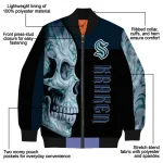 seattle kraken fire skull blue black bomber jacket best selling