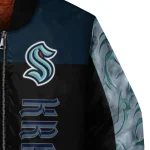 seattle kraken fire skull blue black bomber jacket best selling