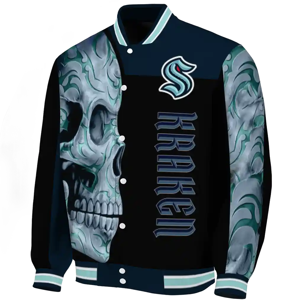 seattle kraken fire skull blue black varsity jacket best selling seattle kraken fire skull blue black varsity jacket best selling