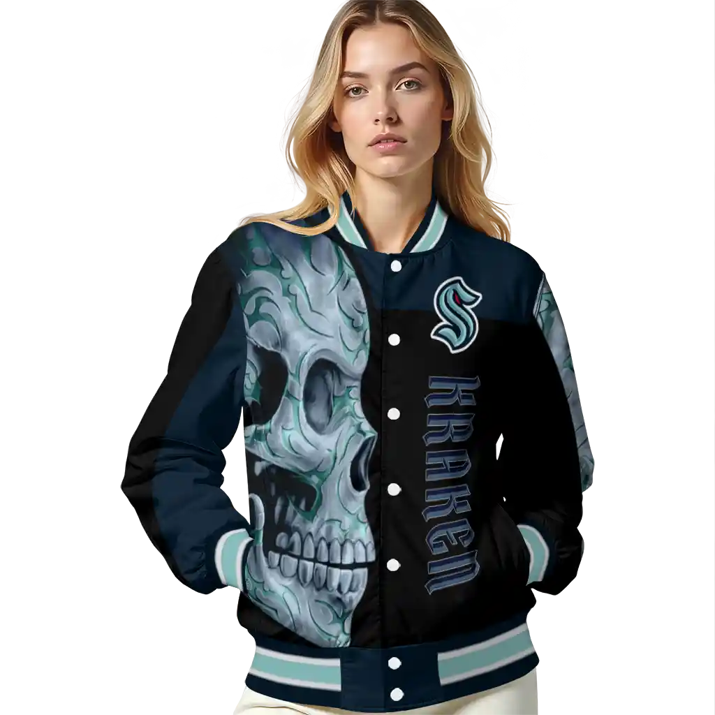 seattle kraken fire skull blue black varsity jacket latest model seattle kraken fire skull blue black varsity jacket latest model