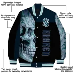 seattle kraken fire skull blue black varsity jacket best selling