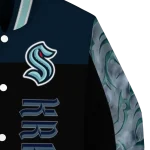 seattle kraken fire skull blue black varsity jacket best selling