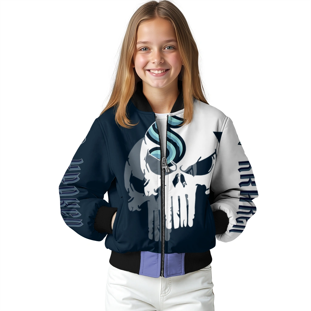 seattle kraken skull outline blue white bomber jacket top rated seattle kraken skull outline blue white bomber jacket top rated