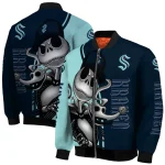 seattle kraken spooky grin blue bomber jacket best selling