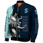 seattle kraken spooky grin blue bomber jacket best selling