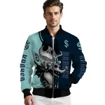seattle kraken spooky grin blue bomber jacket best selling